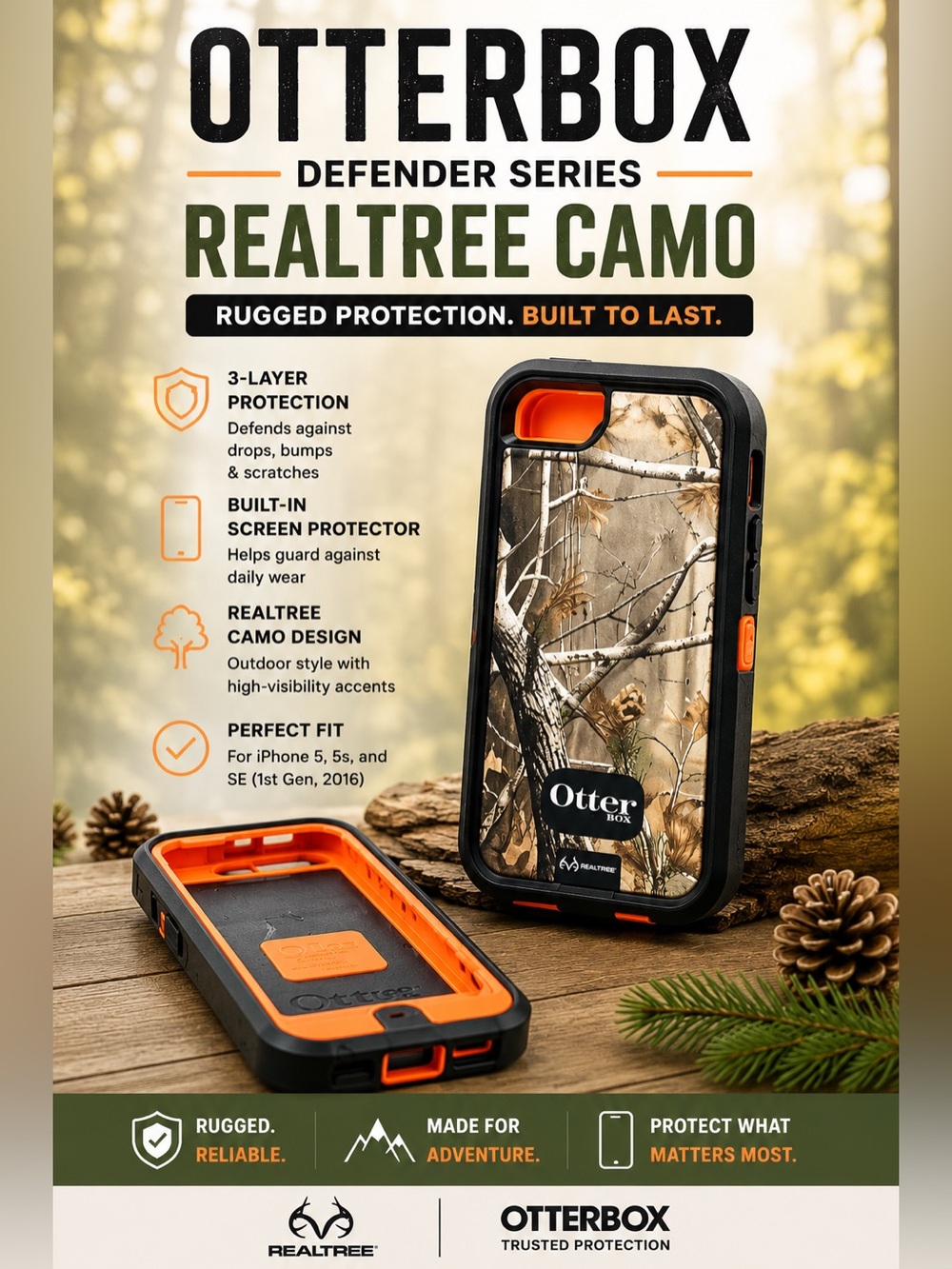 OtterBox Realtree Camo iPhone Case - Black and Orange
